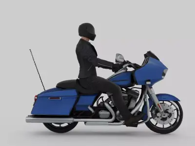Harley Davidson Roadglide2021 And Biker Ride Pose Free 3D model
