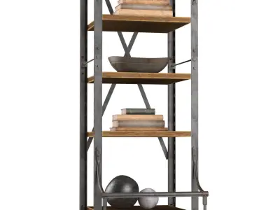 Narrow Bookcase French Library 3D model