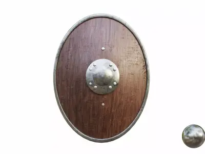 Medival Wooden Shield  Low-poly 3D model