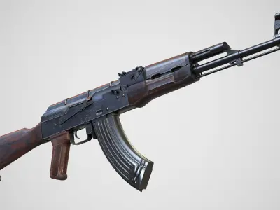 AK-47 rifle Low-poly 3D model 3