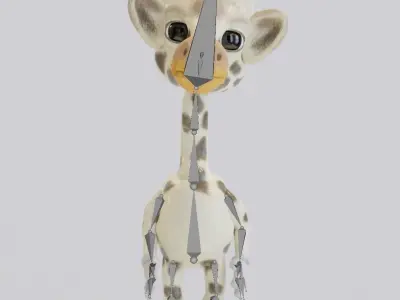 Cute cartoon model rigged giraffe  3D model