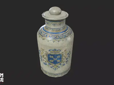 Heraldic Antique Ceramic Pot Low-poly 3D model