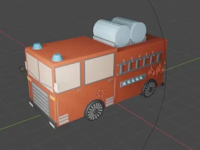 low poly fire truck model  Free low-poly 3D model