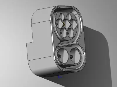 CCS Combo 2 Vehicle inlet  modes 2 and 3 and 4 IEC62196-3-2014 3D print model