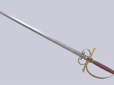 Fantasy rapier Low-poly 3D model
