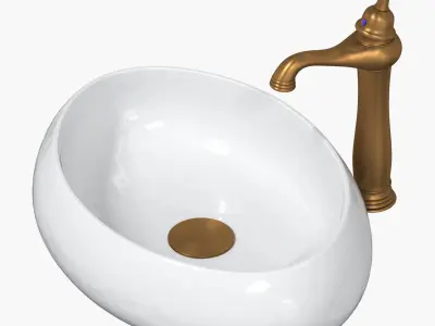 Vintage antique faucet and sink 3D model
