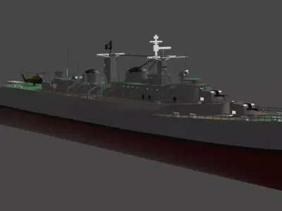 British County Class Destroyer 3D model