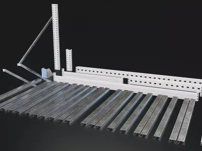 Industrial Warehouse Steel Racking System 3D Model Low-poly 3D model