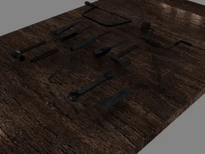  Carpenter Tools Wood Working Tools Room Furnitures Low-poly 3D model