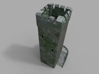 Old Medieval Tower Low-poly 3D model