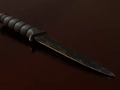 Low Poly combat military knife Low-poly 3D model