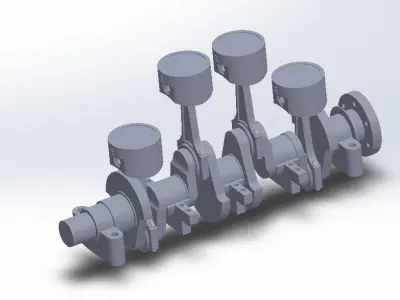 3D Solidworks 4 cylinders Engine plus awesome animation 3D model