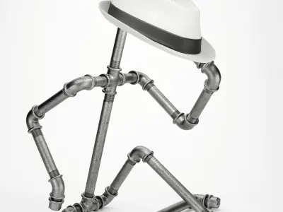 Table lamp made of pipes 3D model