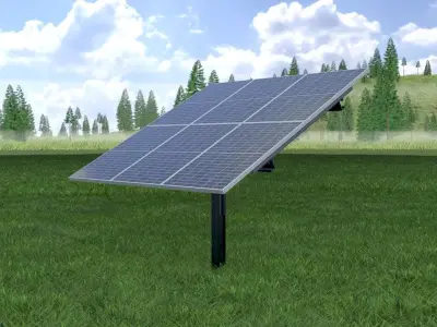 Agricultural photovoltaic 120 degrees 4m Low-poly 3D model