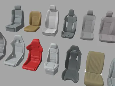 Mega Car Seat Pack Low-poly 3D model