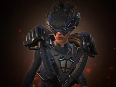 Sci-fi gerl Low-poly 3D model