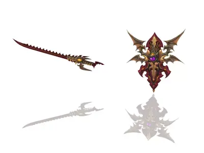 Dragon - Sword and Shield Low-poly 3D model