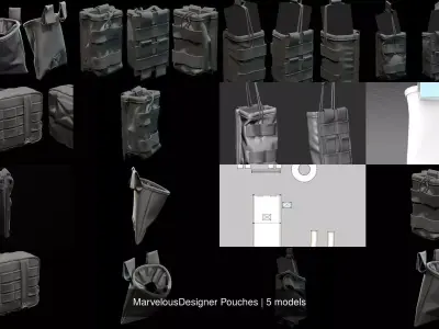 MarvelousDesigner Pouches 3D Model Pack