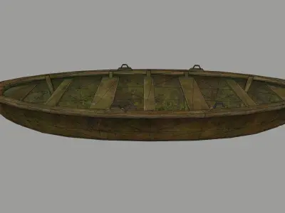 boat 1 old wooden Low-poly 3D model