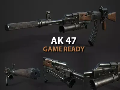 Ak47 gun Low-poly 3D model get