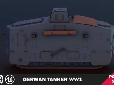 German Tanker WW1 Low-poly 3D model