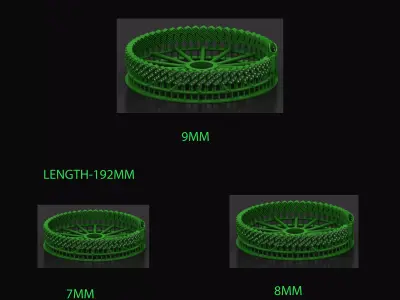  3 Set 2 in 1 Spiral Antique Diamond Cuban Bracelet 3D Model 3D Model Pack