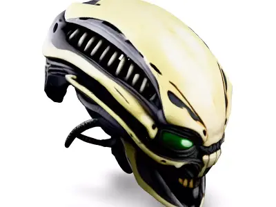 SciFi Alien Robot Head High Detail Low-poly 3D model