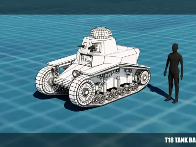 T 18 Tank Base Mesh Low-poly 3D model