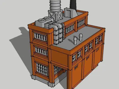 Large Factory with Train Passage by Outland Models 3D Printable 3D print model