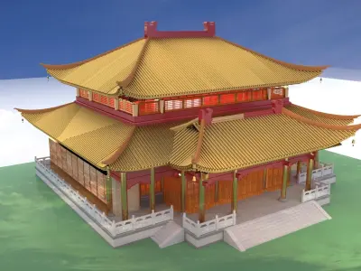 Chinese ancient house  3D model 12