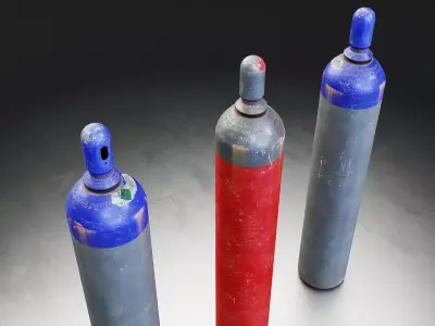 Industrial Gas Cylinder Set Low-poly 3D model