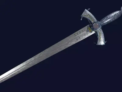 Detailed Excalibur sword Free low-poly 3D model