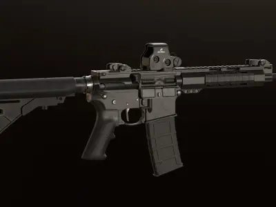 AR-15 Assault Rifle Low-poly 3D model