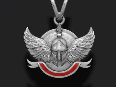 Spartan helmet  shield wings pendant 3D print model