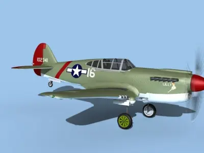 Curtiss P-40F Warhawk V02 USAAF 3D model