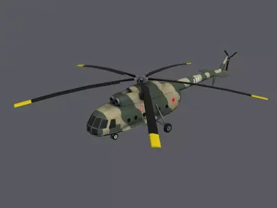 Mi-8 Russian Military Helicopter Low-poly Free low-poly 3D model