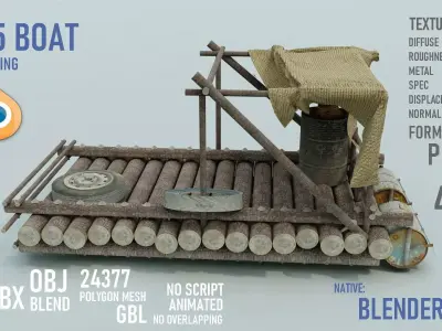 BOAT 1975 Low-poly 3D model