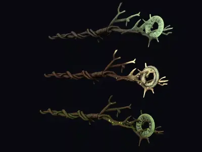 Druid Staff of Living Roots Low-poly 3D model