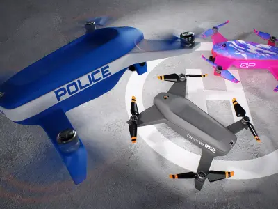Drone quadrocopter Low-poly 3D model