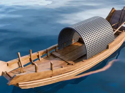 Wooden boat collection 5 Low-poly 3D model
