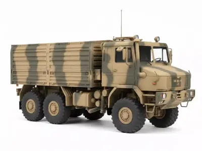 Desert Camouflage Utility Truck Low-poly 3D model