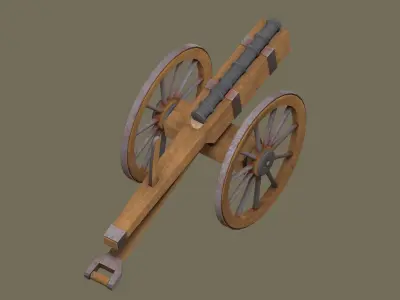 Medieval cannon Low-poly 3D model 8