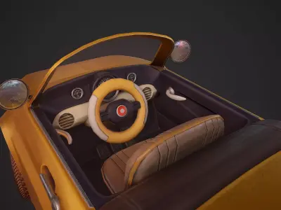 Fiat 500 cartoon stylized Low-poly 3D model