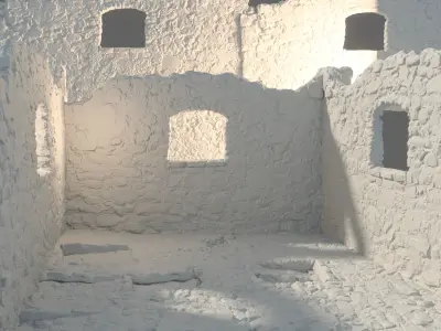 Old castle wall part B Low-poly 3D model