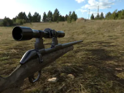 Sniper gun with barrel Low-poly 3D model