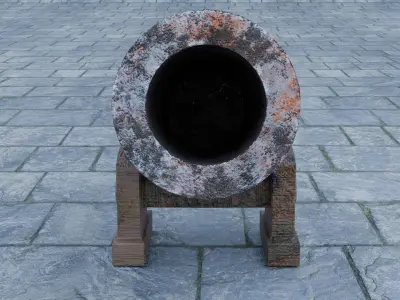 Old rusty cannon Low-poly 3D model