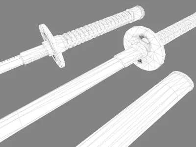 Japanese katana Low-poly 3D model