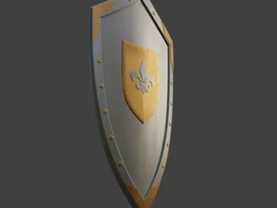 Medieval Kite Shield with Fleur-de-lis emblem Free 3D model