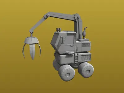 Cartoon style Heavy equipment excavator 3D Game model Low-poly 3D model