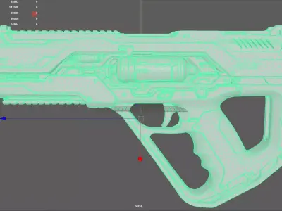 Orange and White Futuristic Gun 3D model